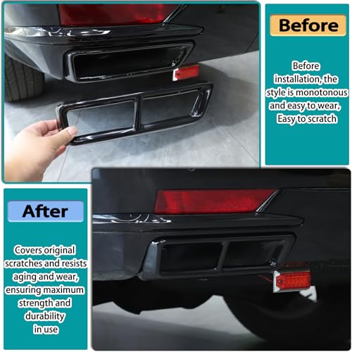 Hudiriy Car Exterior Exhaust Pipe Mufflers Cover Rear Bumper Cylinder Exhaust Pipe Cover Decorate Compatible with Cadillac Escalade 2021-2024，Tail Throat Trim Accessories (Black) - Image 3