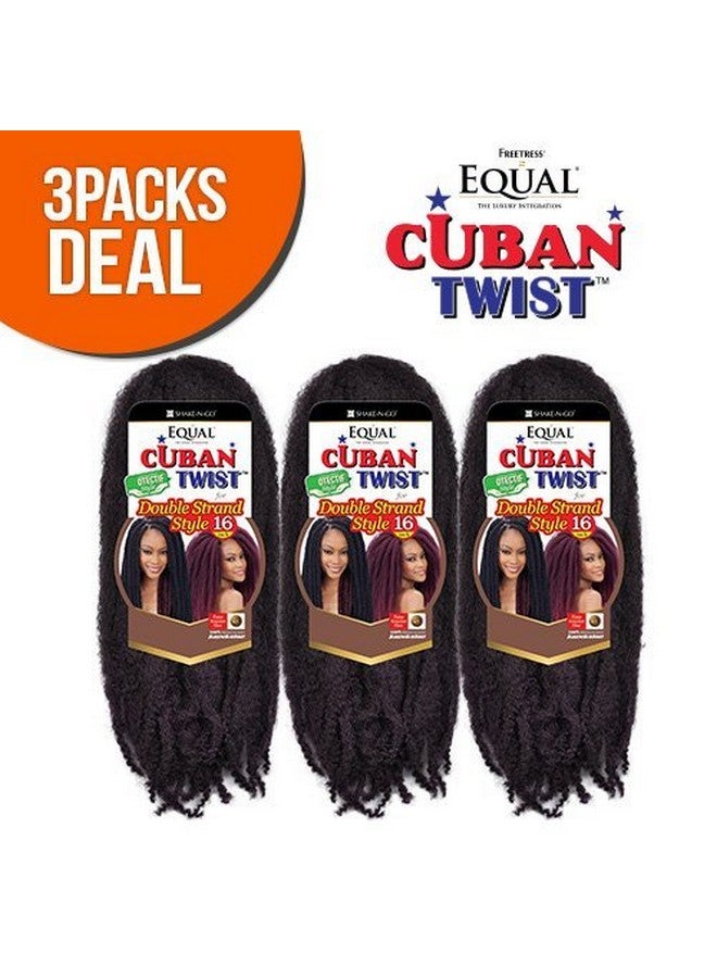 فري تريس برايدز ضفائر شعر صناعية متساوية من فريتريس، ضفيرة مزدوجة على شكل جديلة كوبية ملتوية، 16 بوصة (عبوة من 3 قطع، 1B)