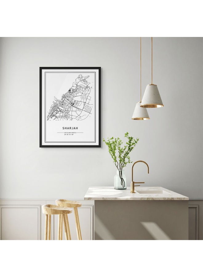 Art Decor Framed Fine Art Portrait Print of Sharjah City Map Wall Art Modern Urban Poster UAE Travel Gift Wall Décor for Living Room Bedroom Office - Image 3