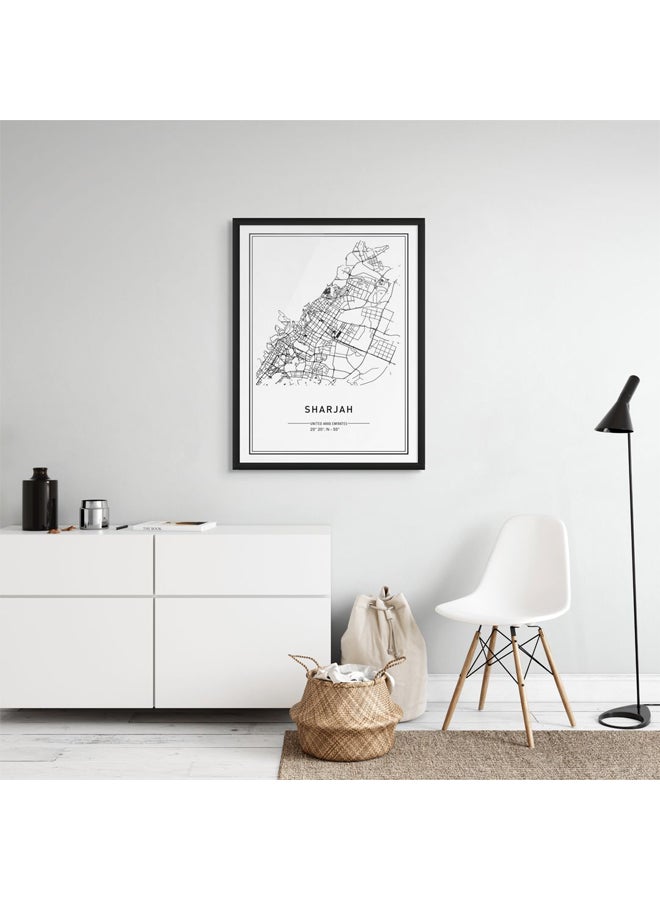 Art Decor Framed Fine Art Portrait Print of Sharjah City Map Wall Art Modern Urban Poster UAE Travel Gift Wall Décor for Living Room Bedroom Office - Image 2