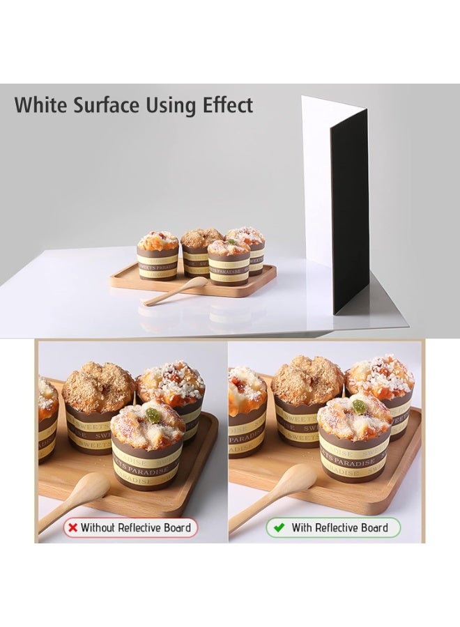 eWINNER Lighting 3 in 1 Light Reflector Cardboard Photography Folding Diffuser for glass ceramic jewelry cosmetics Food Product Still Life Photo Shooting Thick Paper Double Sided Board - Image 2