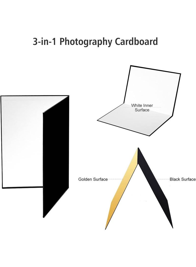 eWINNER Lighting 3 in 1 Light Reflector Cardboard Photography Folding Diffuser for glass ceramic jewelry cosmetics Food Product Still Life Photo Shooting Thick Paper Double Sided Board - Image 5