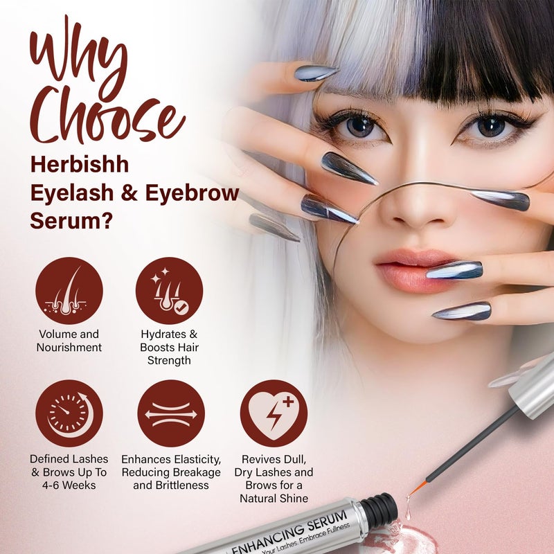 Herbishh Eyelash Eyebrow Enhancing Serum Nourishing Duo for FullerLooking Lashes Brows Safe for Lash Extensions FragranceFree TravelFriendly Duo 0135 fl oz each - Image 2