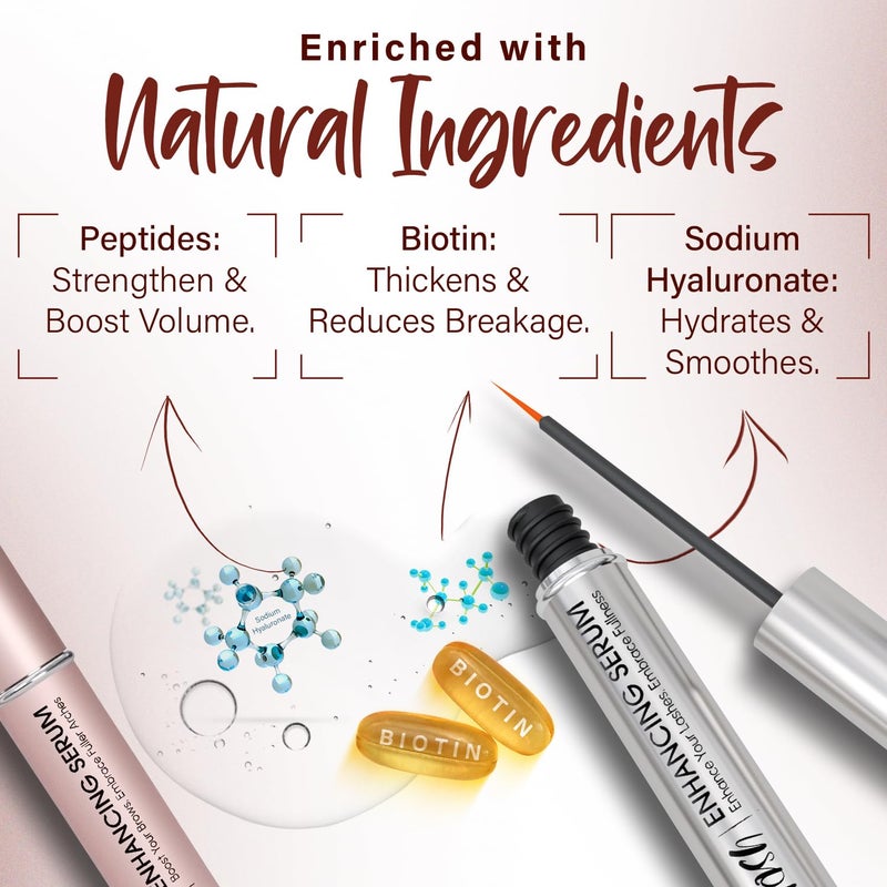 Herbishh Eyelash Eyebrow Enhancing Serum Nourishing Duo for FullerLooking Lashes Brows Safe for Lash Extensions FragranceFree TravelFriendly Duo 0135 fl oz each - Image 4