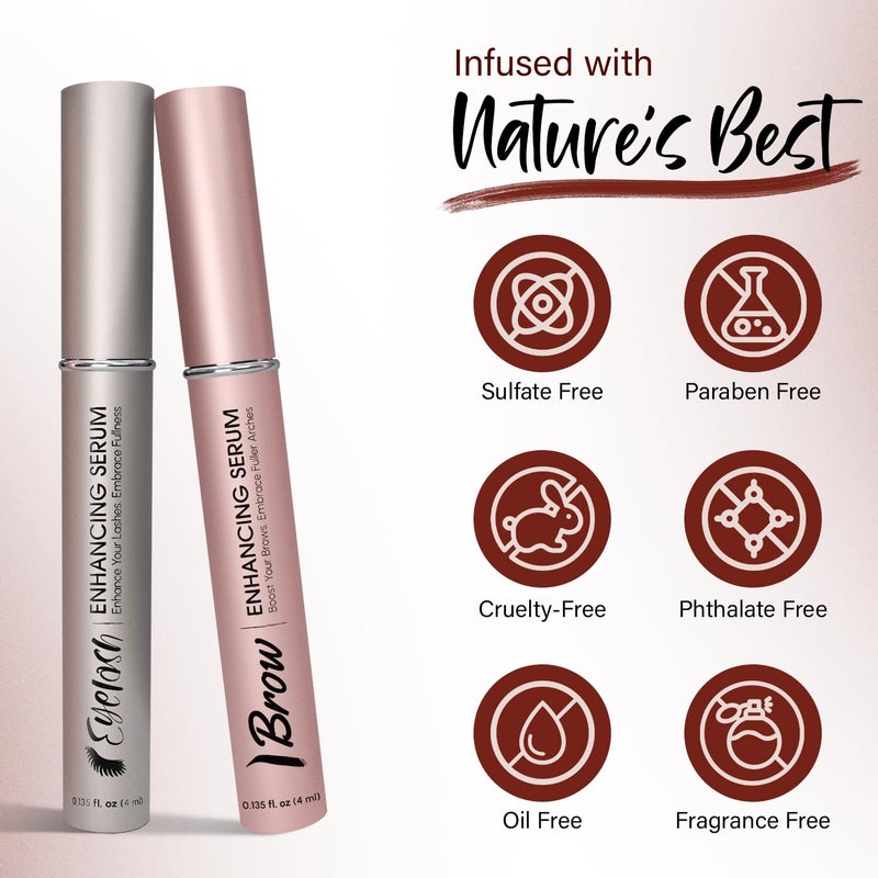 Herbishh Eyelash Eyebrow Enhancing Serum Nourishing Duo for FullerLooking Lashes Brows Safe for Lash Extensions FragranceFree TravelFriendly Duo 0135 fl oz each - Image 5