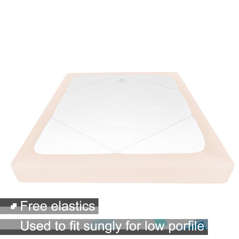 Alyvia Spring Box Spring Cover Full Size - Jersey Knit & Stretchy Wrap Around 4 Sides Bed Skirt for Hotel & Home - Full/Full XL, Pink - Image 5