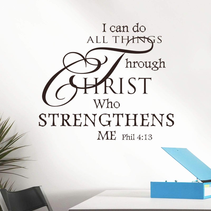 Inspirational Wall Decor Quotes StickersI Can Do All Things Through Christ Who Strengthens Me Decor for Living Room Bedroom Classroom Playroom Nursery Girls Boys Room Wall Decals Decorations