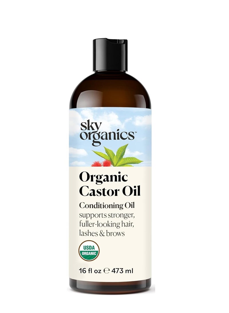 Sky Organics زيت الخروع العضوي من Sky Organics (16 أونصة) معتمد من وزارة الزراعة الأمريكية، نقي بنسبة 100%، معصور على البارد، خالٍ من الهكسين، يعزز نمو الشعر، يُستخدم مع عبوة زيت الخروع  - Image 2