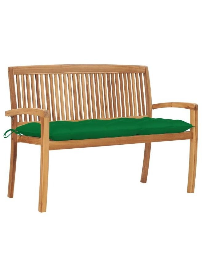 vidaxl vidaXL Stacking Garden Bench with Cushion 128.5 cm Solid Teak Wood  - Image 1