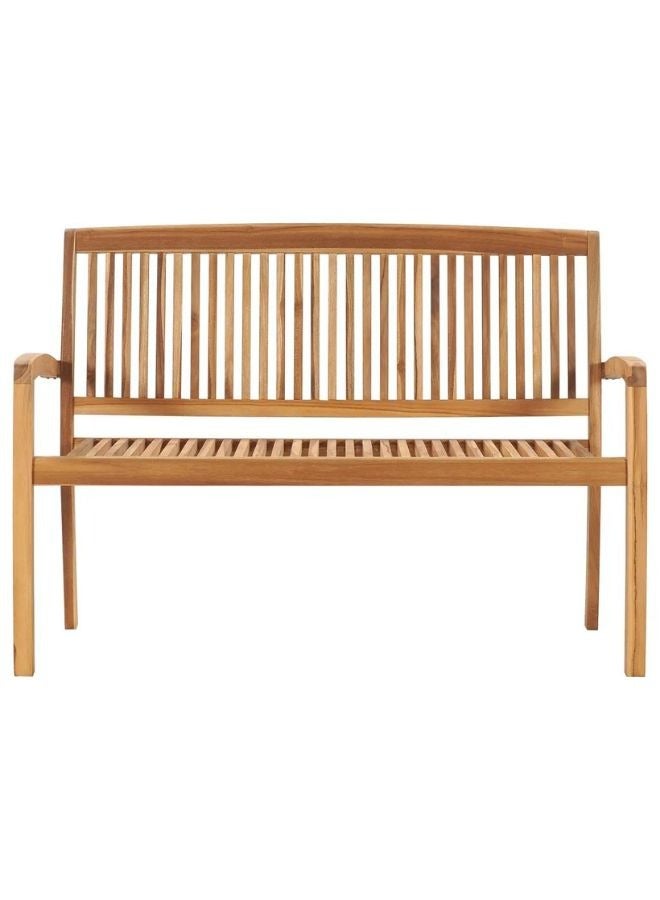 vidaxl vidaXL Stacking Garden Bench with Cushion 128.5 cm Solid Teak Wood  - Image 2