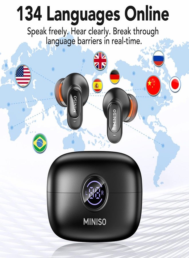 ميني سو سماعات أذن MINISO MS105 بتقنية الذكاء الاصطناعي للترجمة الفورية، تدعم 134 لغة عبر تطبيق، متوافقة مع نظامي iOS وAndroid، بتقنية بلوتوث 6.0، مثالية للسفر والأعمال. - Image 2
