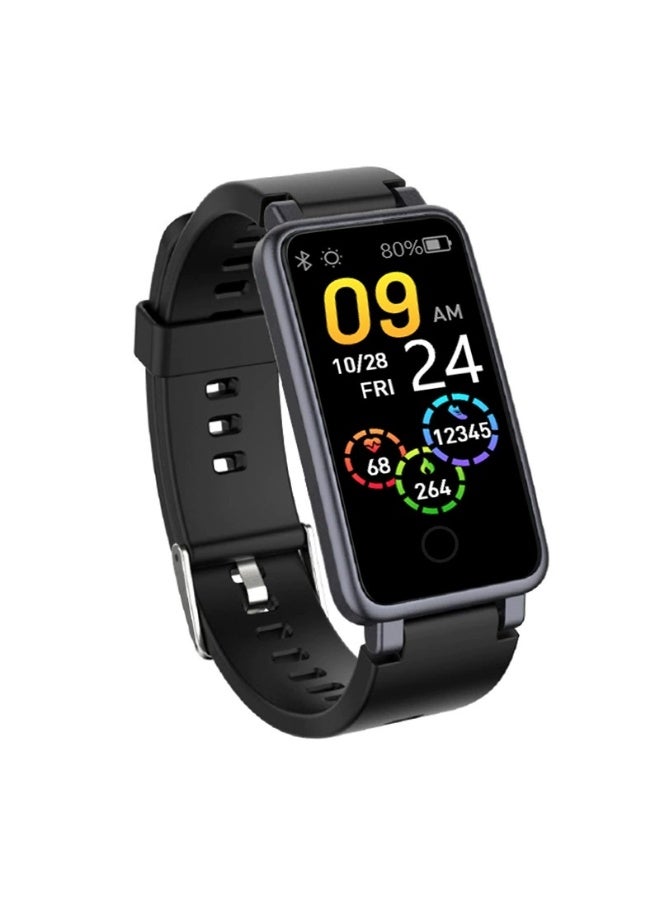 ساعة رياضية ذكية متعددة الوظائف باللون الأسود مع تذكير بالرسائل الصوتية ومراقبة ضغط الدم وسوار للنساء - Image 1