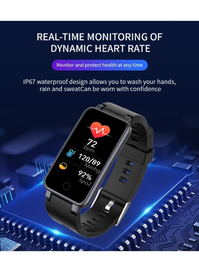 ساعة رياضية ذكية متعددة الوظائف باللون الأسود مع تذكير بالرسائل الصوتية ومراقبة ضغط الدم وسوار للنساء - Image 2