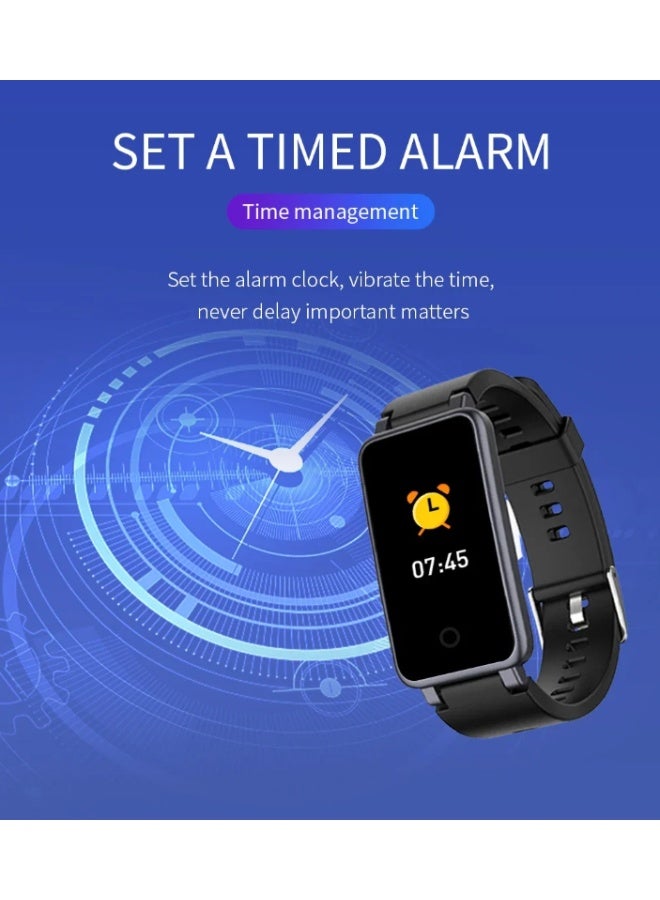 ساعة رياضية ذكية متعددة الوظائف باللون الأسود مع تذكير بالرسائل الصوتية ومراقبة ضغط الدم وسوار للنساء - Image 3