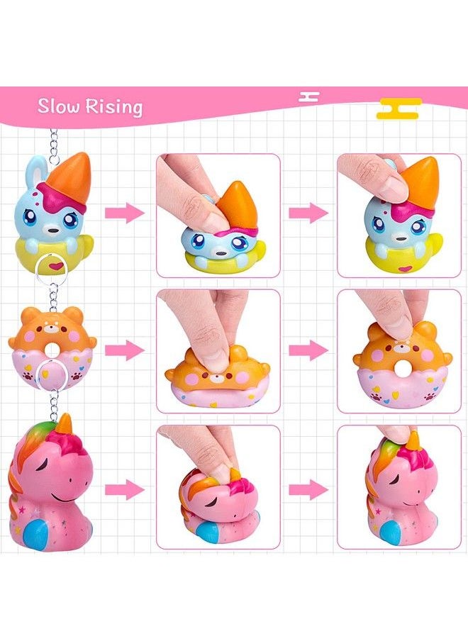 POKONBOY 30 Pack Kawaii Squishies Squishy Toys Animals Squishies Cute Unicorn Donuts Slow Rising Creamy Scent Stress Relief Squishies Pack Party Favors Decorative With Key Chain  - Image 4