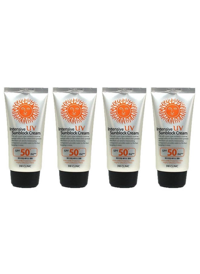3W CLINIC 3W Clinic Intensive UV Sunscreen Sunblock Cream 4 Pack SPF50+ / PA+++ 70ml (2.3oz)  - Image 1