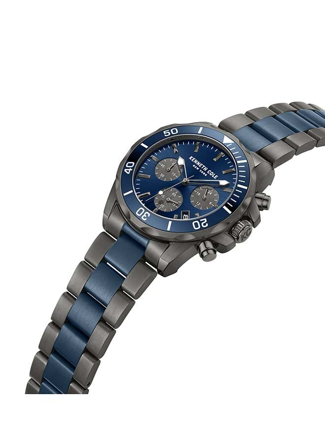 Kenneth Cole New York ساعة كرونوغراف كوارتز رياضية حديثة بقطر 43 مم بقرص أزرق للرجال - Image 3