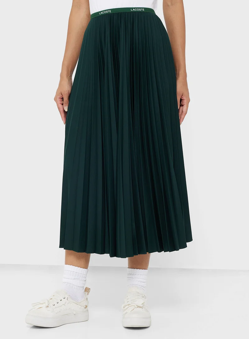 لاكوست Pleated High Waist Maxi Skirt