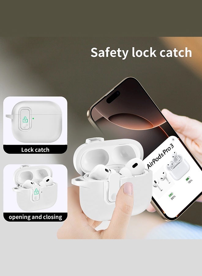 CATANES Leather Case for AirPods Pro 3 - with Secure Snap Lid and Keychain Loop - White - Image 4