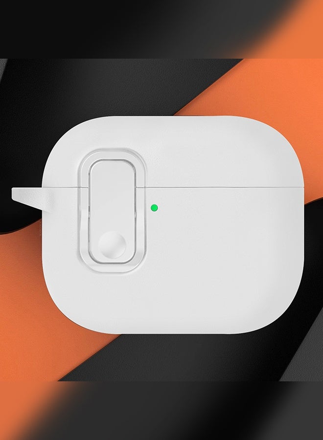 CATANES Leather Case for AirPods Pro 3 - with Secure Snap Lid and Keychain Loop - White - Image 2