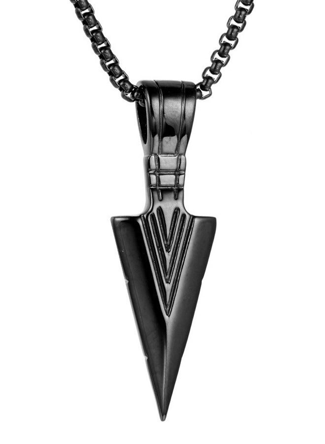 3 Piece Stainless Steel Hypoallergenic Triangle Pendant Necklace for Men Boys, Metal Cool Arrowhead Pendant Chain Necklaces Set (Silver/Gold/Black)  - Image 2