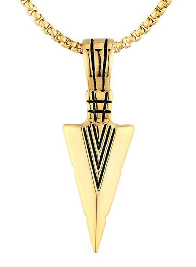3 Piece Stainless Steel Hypoallergenic Triangle Pendant Necklace for Men Boys, Metal Cool Arrowhead Pendant Chain Necklaces Set (Silver/Gold/Black)  - Image 4