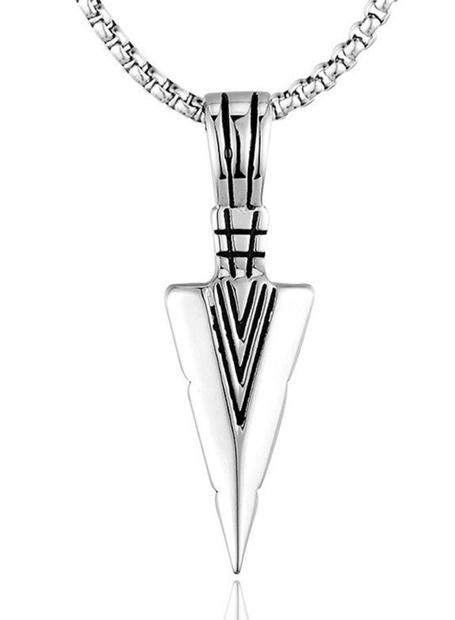 3 Piece Stainless Steel Hypoallergenic Triangle Pendant Necklace for Men Boys, Metal Cool Arrowhead Pendant Chain Necklaces Set (Silver/Gold/Black)  - Image 3