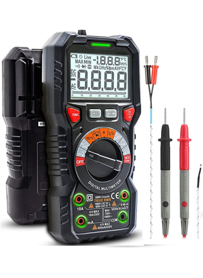 Generic Digital Multimeter TRMS 6000 Counts Ohmmeter Auto-Ranging Fast Accurately Measures Voltage Current Amp Resistance Diodes Continuity Duty-Cycle Capacitance Temperature for Automotive (HT118A)  - Image 1