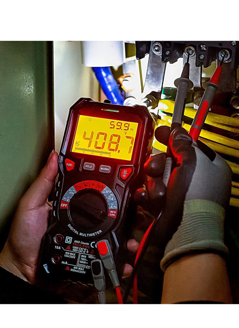 Generic Digital Multimeter TRMS 6000 Counts Ohmmeter Auto-Ranging Fast Accurately Measures Voltage Current Amp Resistance Diodes Continuity Duty-Cycle Capacitance Temperature for Automotive (HT118A)  - Image 2