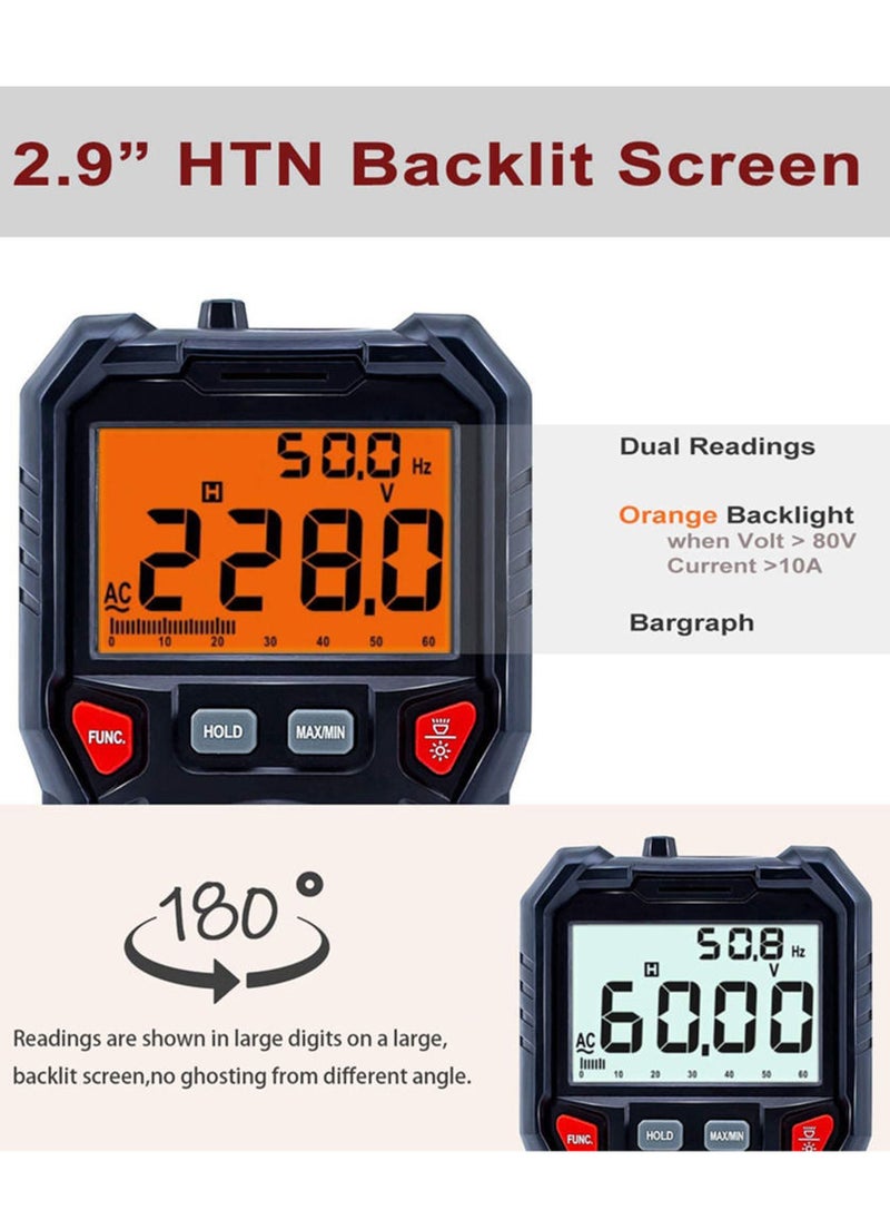 Generic Digital Multimeter TRMS 6000 Counts Ohmmeter Auto-Ranging Fast Accurately Measures Voltage Current Amp Resistance Diodes Continuity Duty-Cycle Capacitance Temperature for Automotive (HT118A)  - Image 5