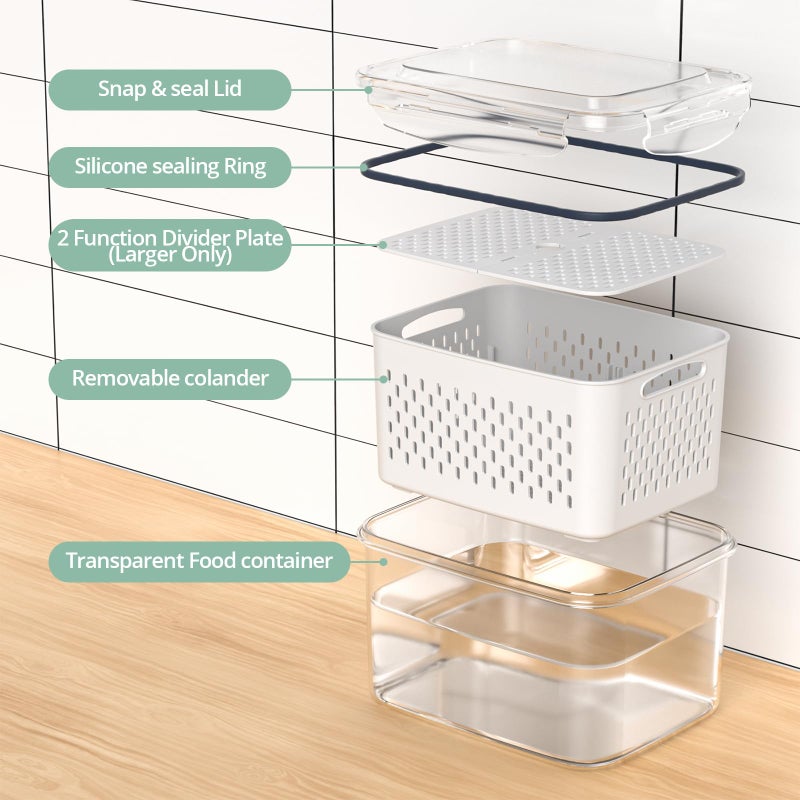 Anysig Fruit Storage Containers for Fridge with Removable Colander, 8 Pack Fruit Containers for Fridge with 2 Function Divider Plate, Airtight Storage Container to Keep Berry Fruit Fresh, Dishwasher Safe - Image 4