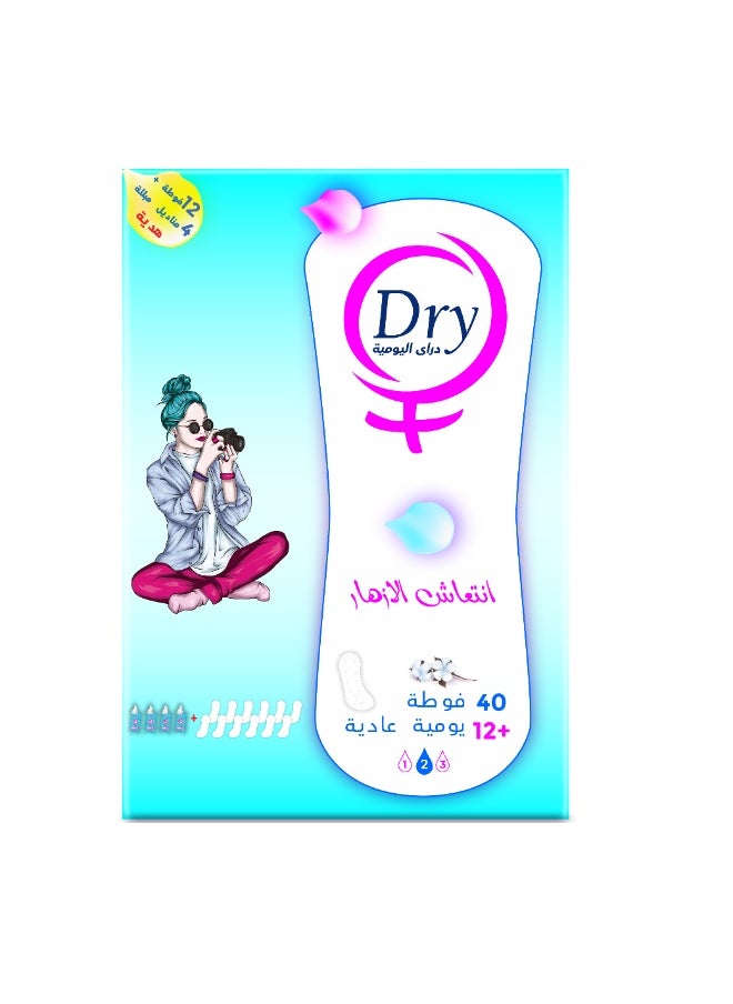 Dry Daily Fresh Flowers, Normal, 52 Pads+ 4 FREE Wipes  - Image 1