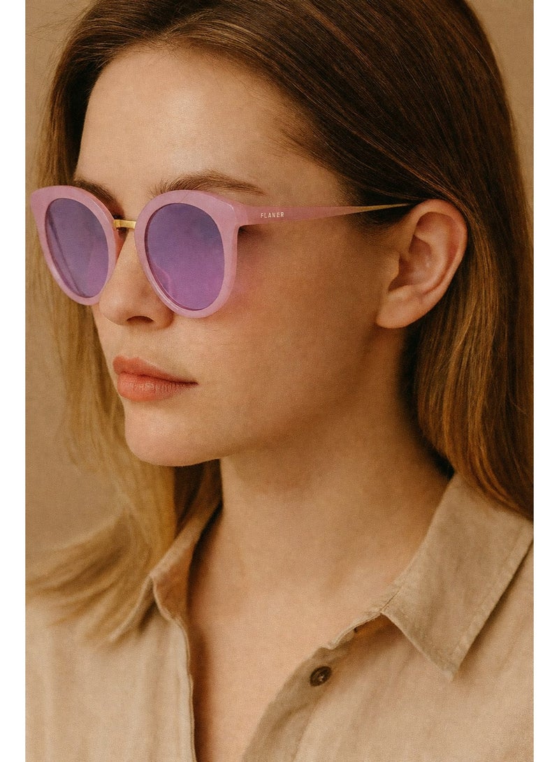 فلانر نظارات شمسية مستديرة فلانر باللون الوردي، عدسات متدرجة باللون الأرجواني - Image 3