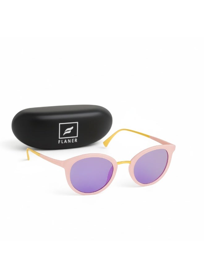 فلانر نظارات شمسية مستديرة فلانر باللون الوردي، عدسات متدرجة باللون الأرجواني - Image 1