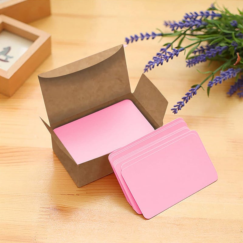 VANRA 300PCS Small Blank Index Cards 3.5x2 inches Note Cards Study Flash Cards, Word Message Gift DIY Cards Kraft Paper Tags (Pink, 300/Pack) - Image 4