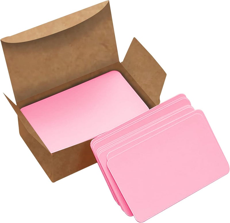 VANRA 300PCS Small Blank Index Cards 3.5x2 inches Note Cards Study Flash Cards, Word Message Gift DIY Cards Kraft Paper Tags (Pink, 300/Pack) - Image 1