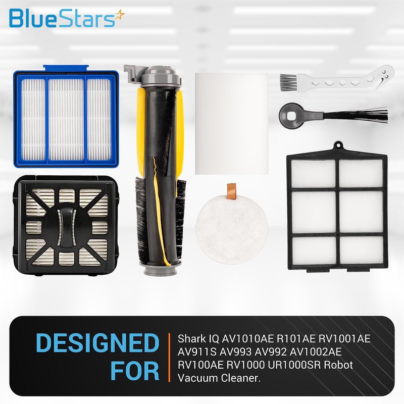 BlueStars Accessories Kit for Shark IQ AV1010AE R101AE RV1001AE AV911S AV993 RV1000 UR1000SR Robot Vacuum Cleaner - 1 main brush, 6 side brushes, 4 Filter Kit, 1 Pre-Motor Foam + Cleaning Tool - Image 3