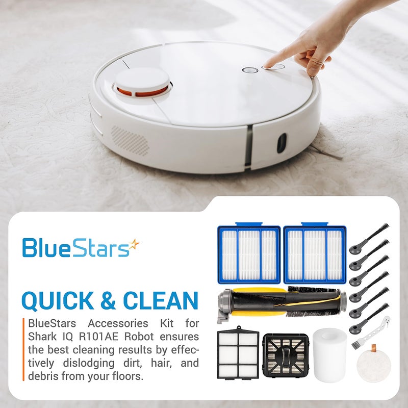 BlueStars Accessories Kit for Shark IQ AV1010AE R101AE RV1001AE AV911S AV993 RV1000 UR1000SR Robot Vacuum Cleaner - 1 main brush, 6 side brushes, 4 Filter Kit, 1 Pre-Motor Foam + Cleaning Tool - Image 2