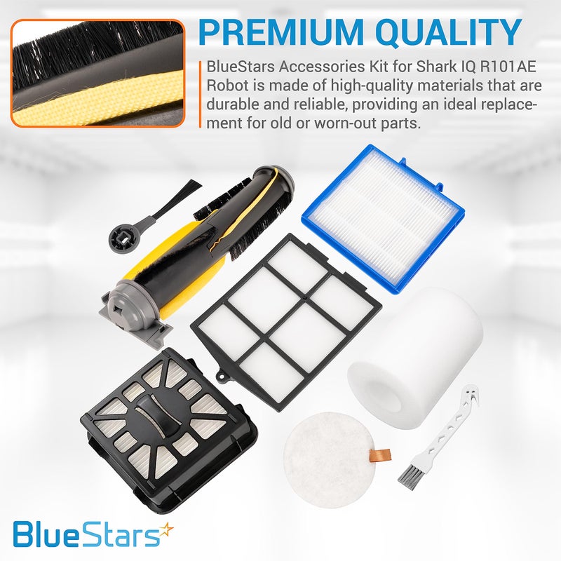 BlueStars Accessories Kit for Shark IQ AV1010AE R101AE RV1001AE AV911S AV993 RV1000 UR1000SR Robot Vacuum Cleaner - 1 main brush, 6 side brushes, 4 Filter Kit, 1 Pre-Motor Foam + Cleaning Tool - Image 5