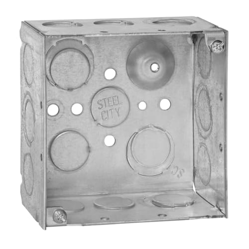 Steel City 52171 1/2&3/4E Pre-Galvanized Steel Square Box with Ground Bump and 1/2-Inch and 3/4-Inch Eccentric Knockouts - Image 5