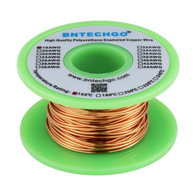BNTECHGO 18 AWG Magnet Wire - Enameled Copper Wire - Enameled Magnet Winding Wire - 4 oz - 0.0393" Diameter 1 Spool Coil Natural Temperature Rating 155â„ƒ Widely Used for Transformers Inductors - Image 1