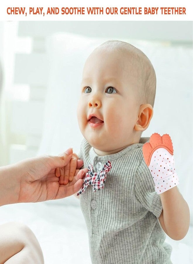 WROPZO Cute Printed Infant Teething Mittens | Food Grade Silicone Self-Soothing Teether Gloves Toy for Newborn Babies | Safe, Soft & Comfortable Teething Relief - Image 2