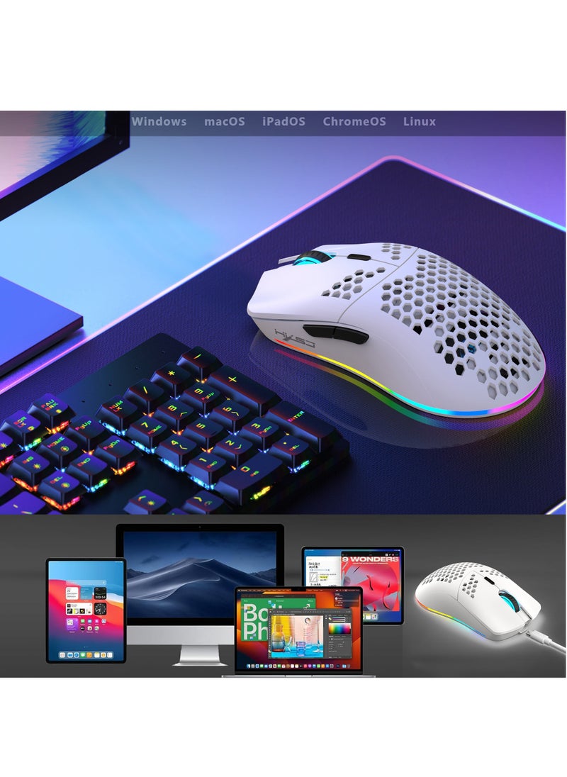 T66 Gaming Mouse, Wired/Wireless/Bluetooth Tri Modes, Rechargeable Silent Computer Gaming Mice for Windows/Android/MAC/iOS