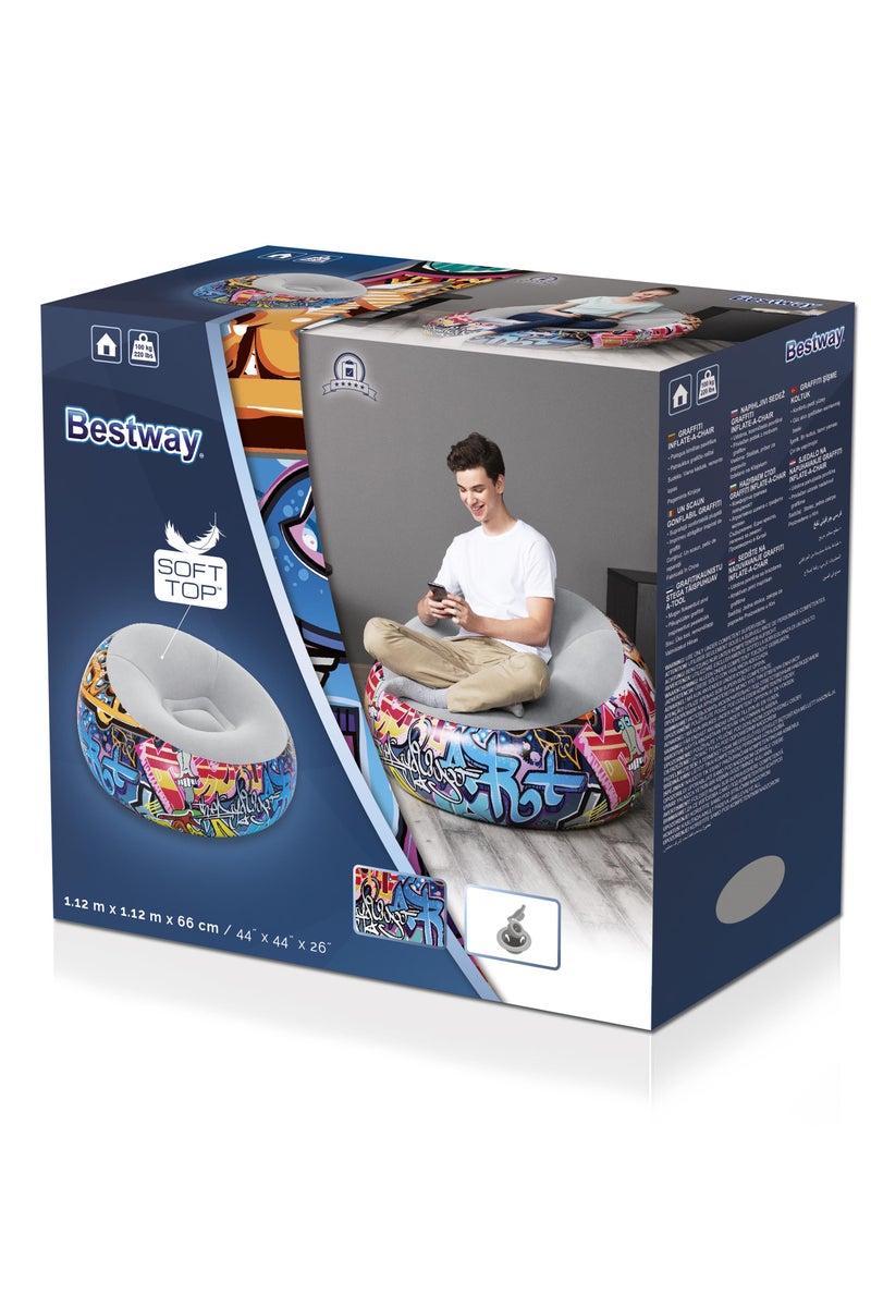 Bestway Bestway Grafitti Design Inflate-A-Chair 112x11x66cm | Air Chair | Inflatable Chair for Indoor & Outdoor  - Image 5