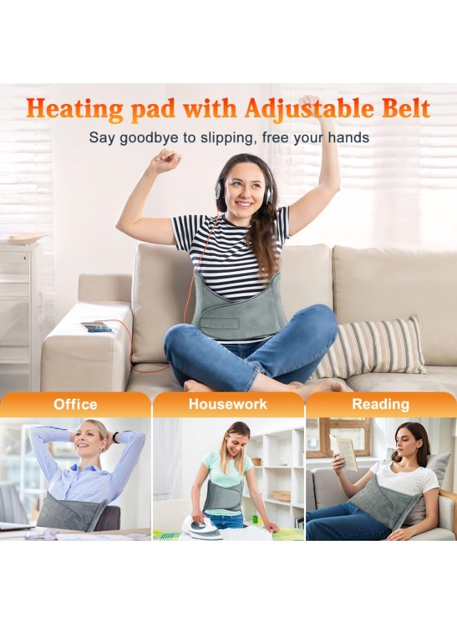 XiuWoo Heating Pad for Back Pain Relief, Large Electric Heating Pad for Period Cramps with Belt, 6 Heats Levels & 4 Timers, Auto Shut Off, Machine Washable, Gifts for Women Men Mom Dad - Image 3
