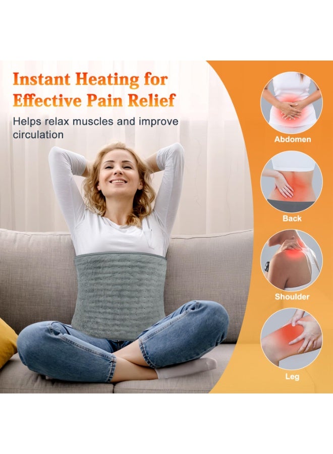 XiuWoo Heating Pad for Back Pain Relief, Large Electric Heating Pad for Period Cramps with Belt, 6 Heats Levels & 4 Timers, Auto Shut Off, Machine Washable, Gifts for Women Men Mom Dad - Image 2
