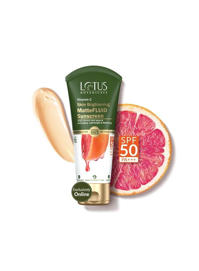 LOTUS BOTANICALS Vitamin C Matte Fluid Sunscreen ; Sun Protect & Skin Brightening ; Spf 50 ; Vitamin C ; For All Skin Types ; 75G  - Image 1