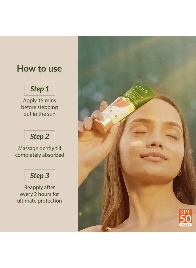 LOTUS BOTANICALS Vitamin C Matte Fluid Sunscreen ; Sun Protect & Skin Brightening ; Spf 50 ; Vitamin C ; For All Skin Types ; 75G  - Image 5