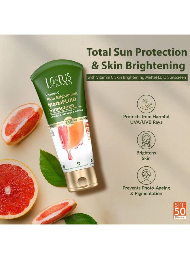 LOTUS BOTANICALS Vitamin C Matte Fluid Sunscreen ; Sun Protect & Skin Brightening ; Spf 50 ; Vitamin C ; For All Skin Types ; 75G  - Image 4