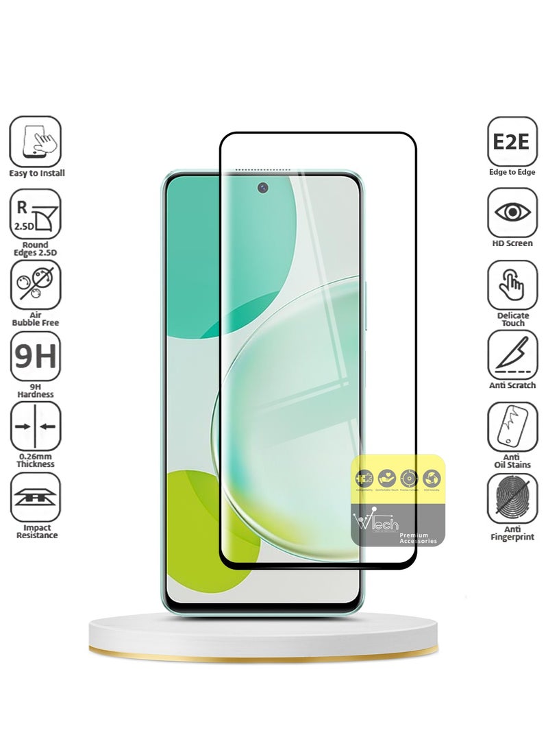 Wtech Realme 12x 5G 2024 Premium E2E Full Surface Full Glue Tempered Glass Screen Protector (MSGECN) - Clear/Black - Image 3